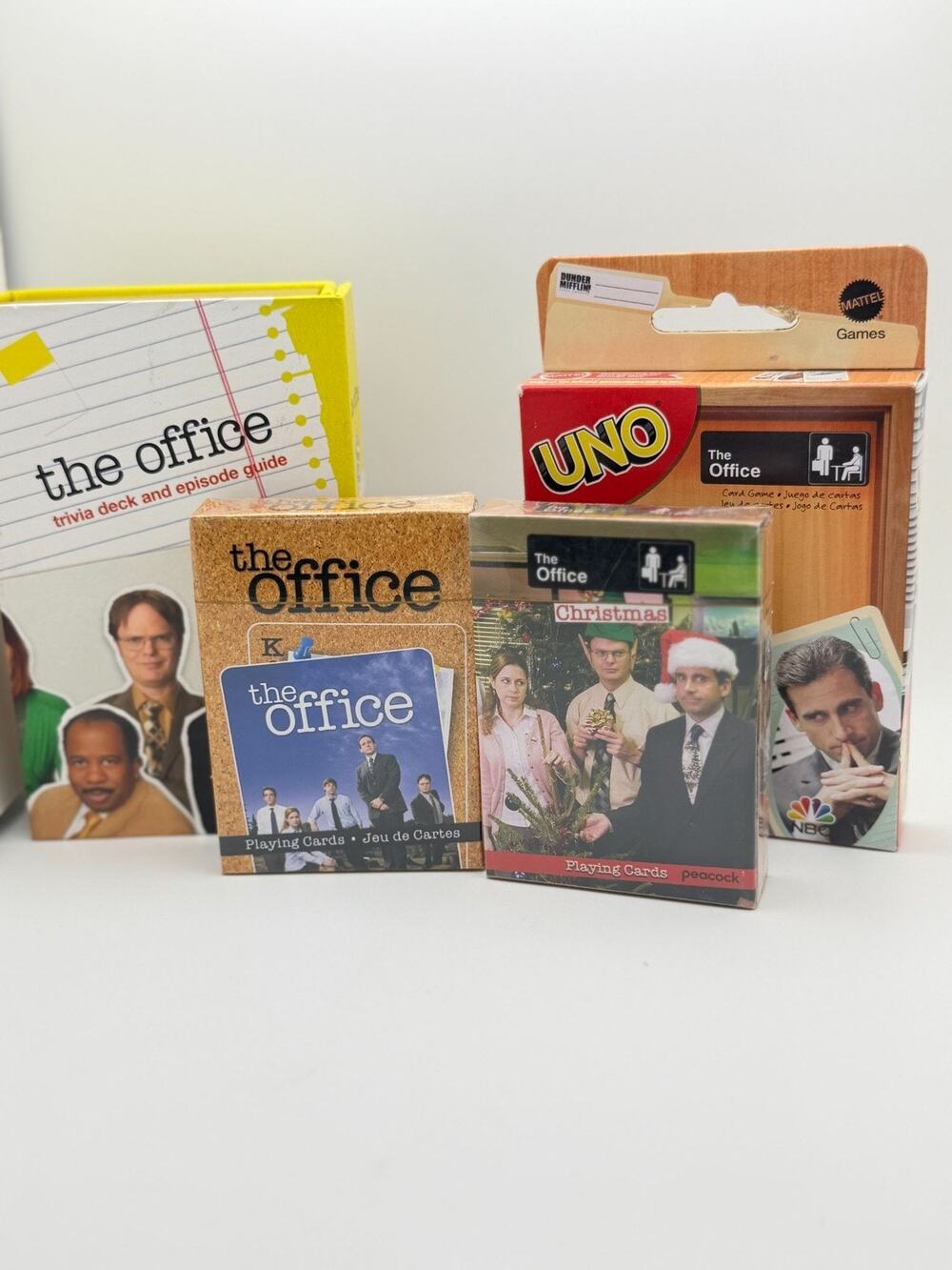 The Office-Themed Game Set Featuring Trivia Deck UNO And Playing Cards Great For